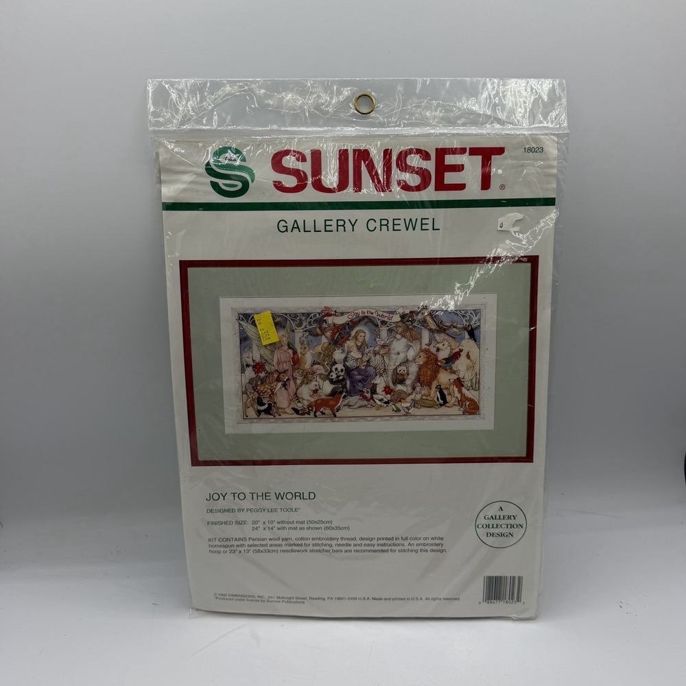 Vintage Sunset Gallery Crewel Kit Joy To The World #18023 1992 20" x 10"
